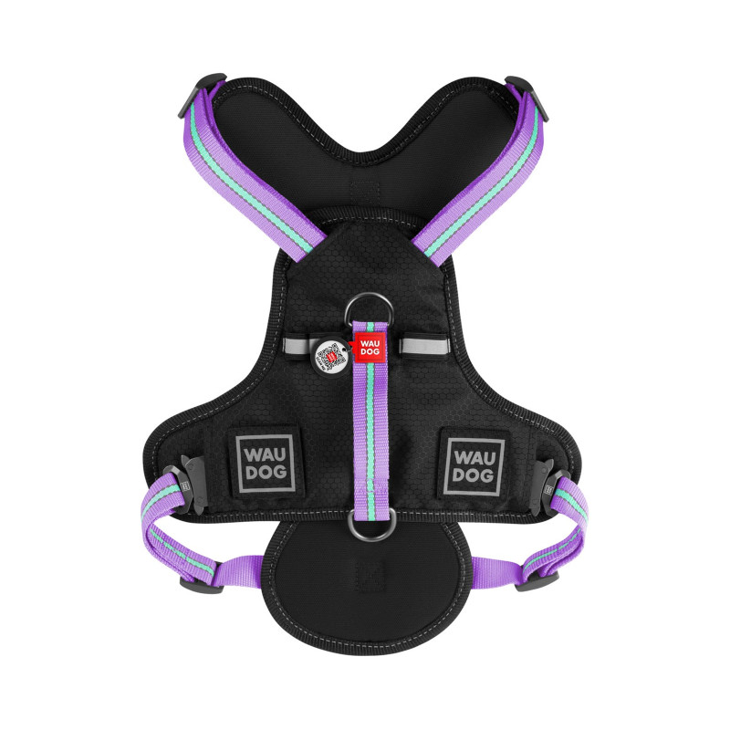 Шлея для собак WAUDOG Nylon безпечна з QR паспортом XL фіолетова (52519)