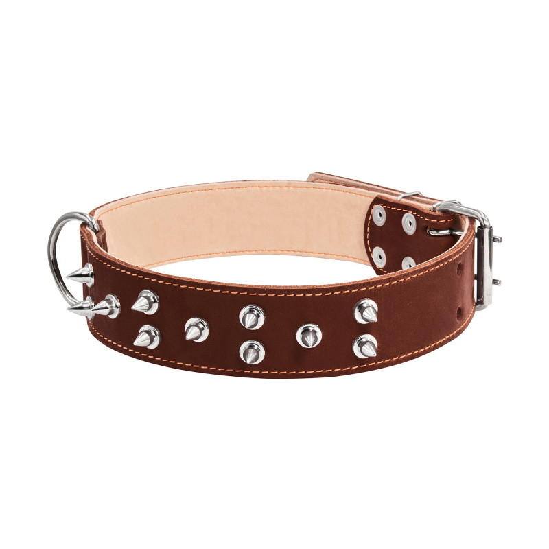 Нашийник для тварин Collar подвійний із шипами 45 мм 56-68 см (коричневий) (03646)