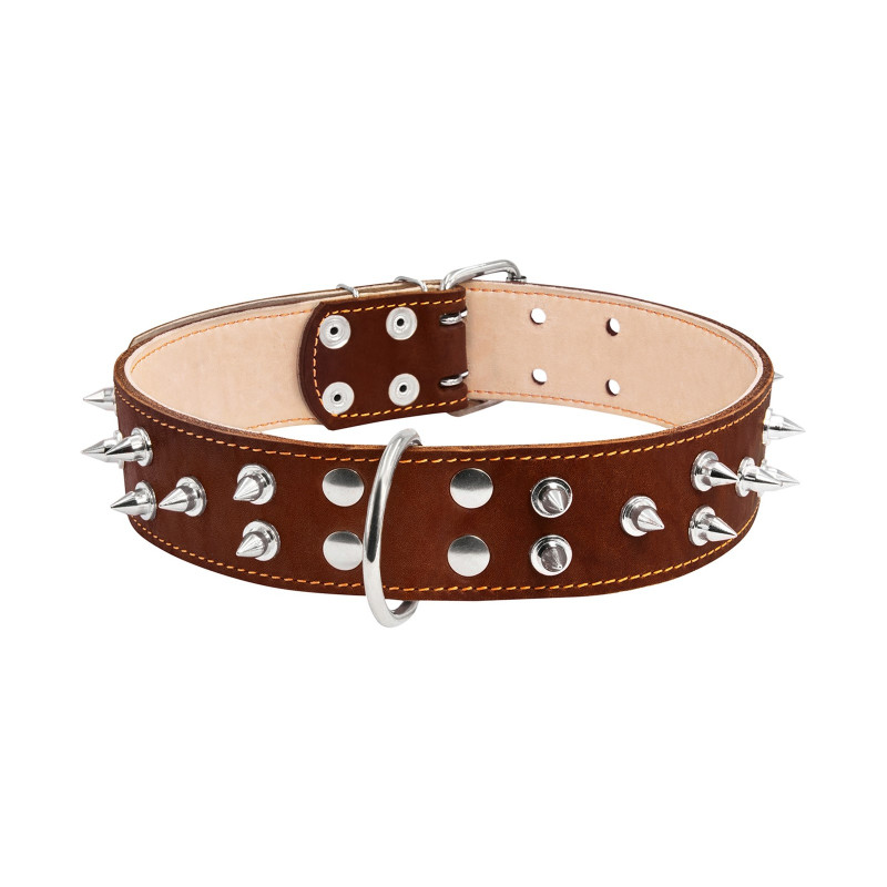 Нашийник для тварин Collar подвійний із шипами 45 мм 56-68 см (коричневий) (03646)