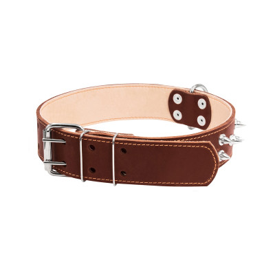 Нашийник для тварин Collar подвійний із шипами 45 мм 56-68 см (коричневий) (03646)