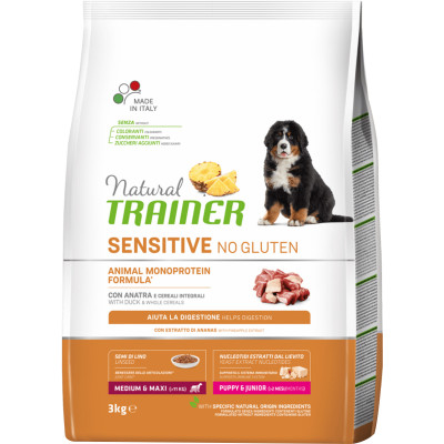 Сухий корм для собак Trainer Natural Dog Sensitive Puppy&Junior Medium&Maxi With Duck 3 кг (8059149252438)