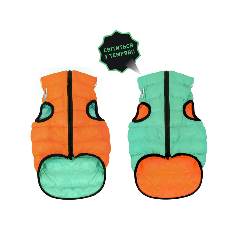 Курточка для тварин Airy Vest Lumi двостороння S 35 м'ятно-помаранчева (2187)