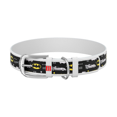 Нашийник для тварин WAUDOG Design з QR паспортом "Бетмен 3" XL Ш 35 мм Д 44-58 см(білий) (0035-1005-15)