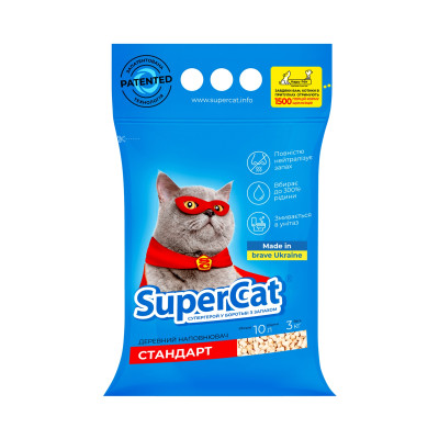 Наповнювач для туалету Super Cat Стандарт Деревний вбирний 3 кг (10 л) (3550)