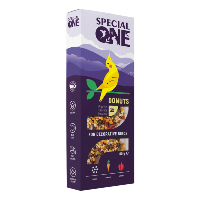 Вітаміни для птахів Special One Пончики «Паприка, морква, кунжут» 60 г (4823082425174)