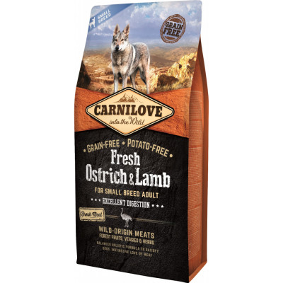 Сухий корм для собак Carnilove Fresh зі страусом та ягням 6 кг (8595602527496)