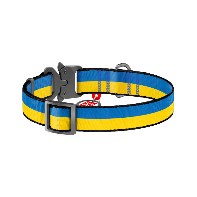 Нашийник для тварин WAUDOG Nylon з QR паспортом Colors of freedom металева пряжка-фастекс L (4507-4020)