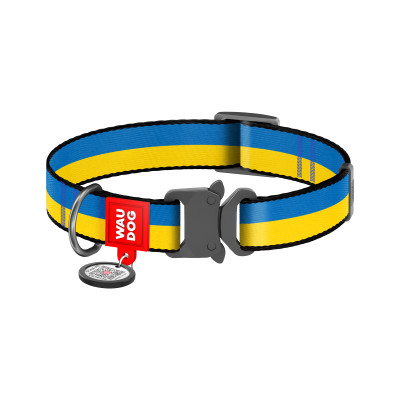 Нашийник для тварин WAUDOG Nylon з QR паспортом Colors of freedom металева пряжка-фастекс L (4507-4020)