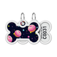 Адресник для тварин WAUDOG Smart ID з QR паспортом "Всесвіт пончиків", кістка 40х28 мм (0640-0218)