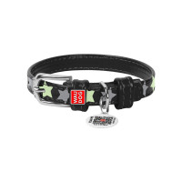 Нашийник для тварин WAUDOG Glamour з QR паспортом "Зірочка" XS Ш 15 мм Д 27-36 см чорний (35851)
