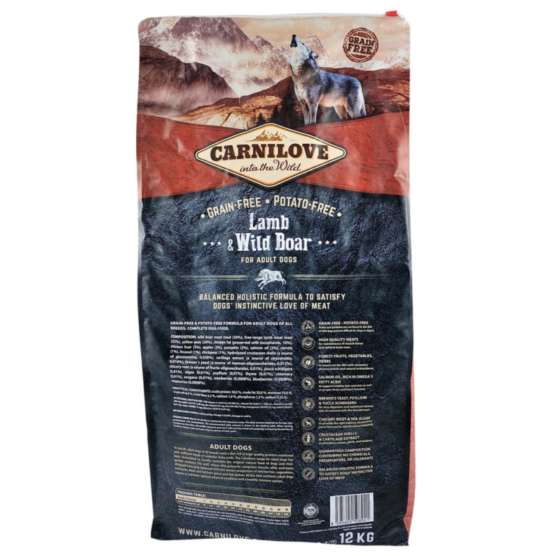 Сухий корм для собак Carnilove Adult Lamb and Wild Boar 12 кг (8595602508921)