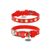 Нашийник для тварин WAUDOG Glamour з QR паспортом "Зірочка" M Ш 25 мм Д 38-49 см червоний (35873)