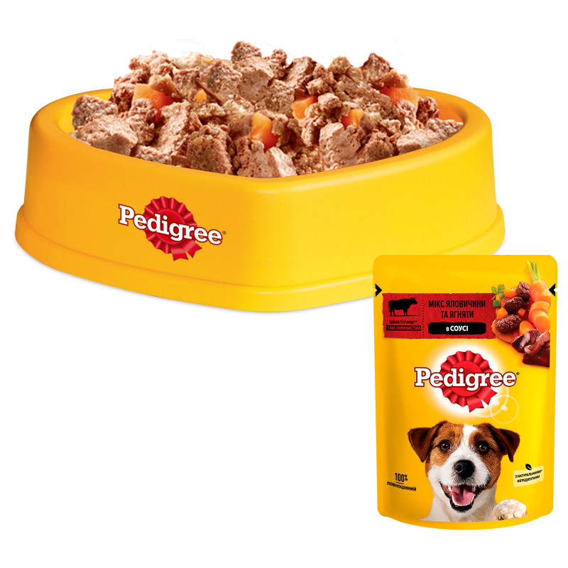 Вологий корм для собак Pedigree Яловичина, ягня в соусі 100 г (5900951262531)