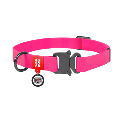 Нашийник для тварин WAUDOG Waterproof з QR паспортом L Ш 25 мм Д 31-49 см(рожевий) (27867)