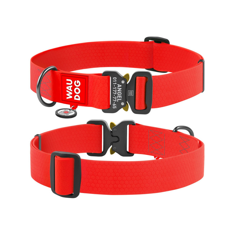 Нашийник для тварин WAUDOG Waterproof з QR паспортом XXL Ш 40 мм Д 43-70 см(червоний) (28013)